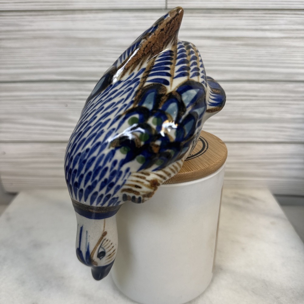 Tonala Hand Crafted Mexican Pottery Duck Shelf Sitter Figurine